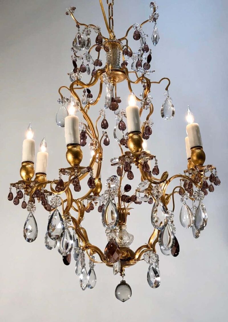 20th Century Gilt Bronze and Crystal Italian Chandelier - Image 2