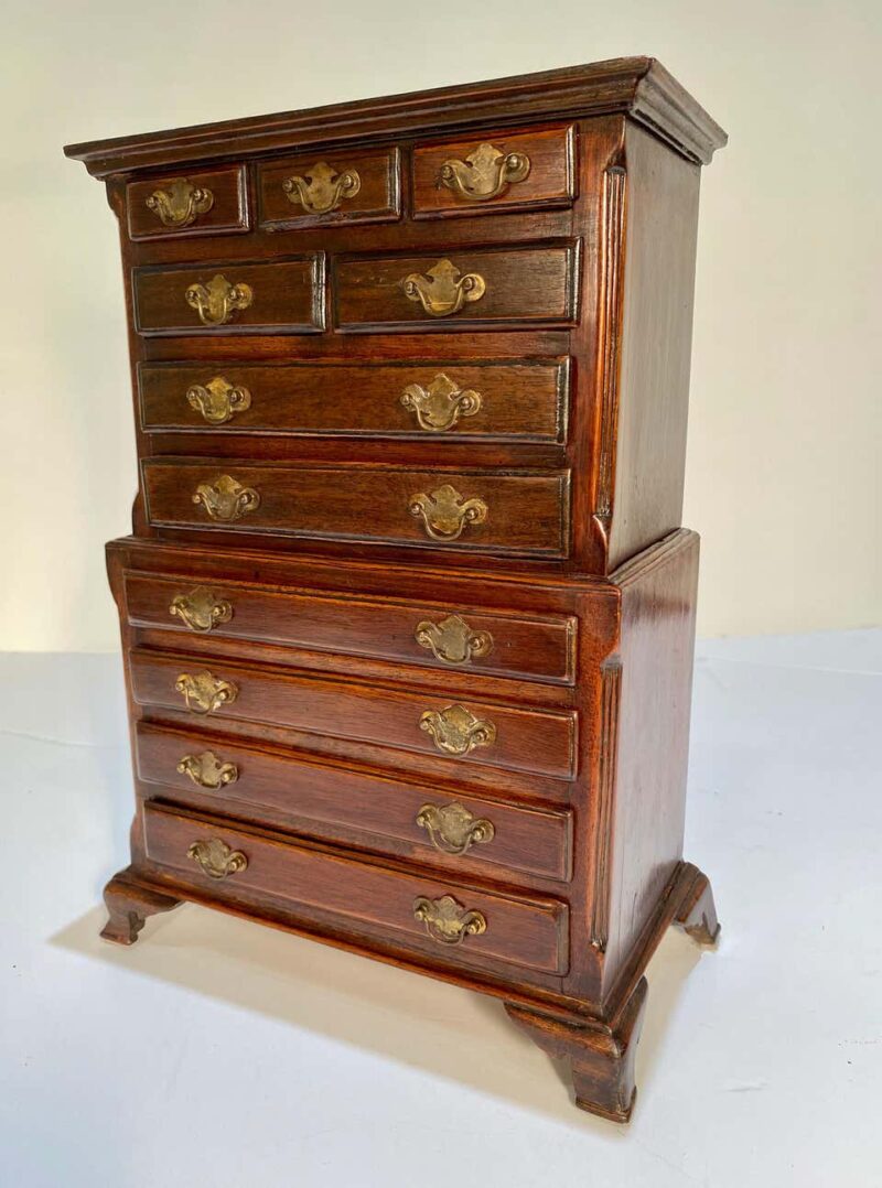 Jamaican 20th Century Miniature Mahogany Chippendale Chest on Chest - Image 2