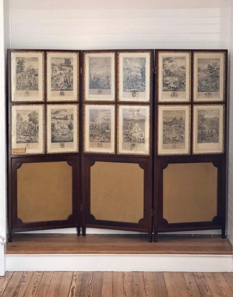 Set of 24 Engravings by Richard Blome Framed in Pair of Regency Screens - Image 3