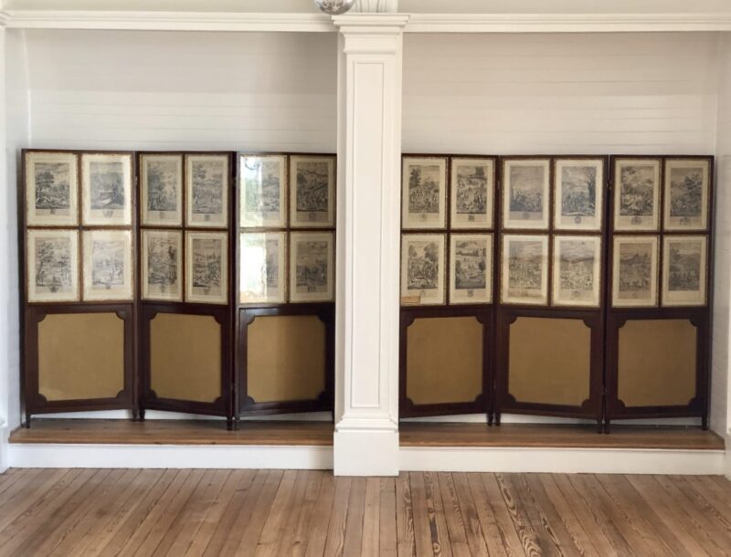 Set of 24 Engravings by Richard Blome Framed in Pair of Regency Screens - Image 2