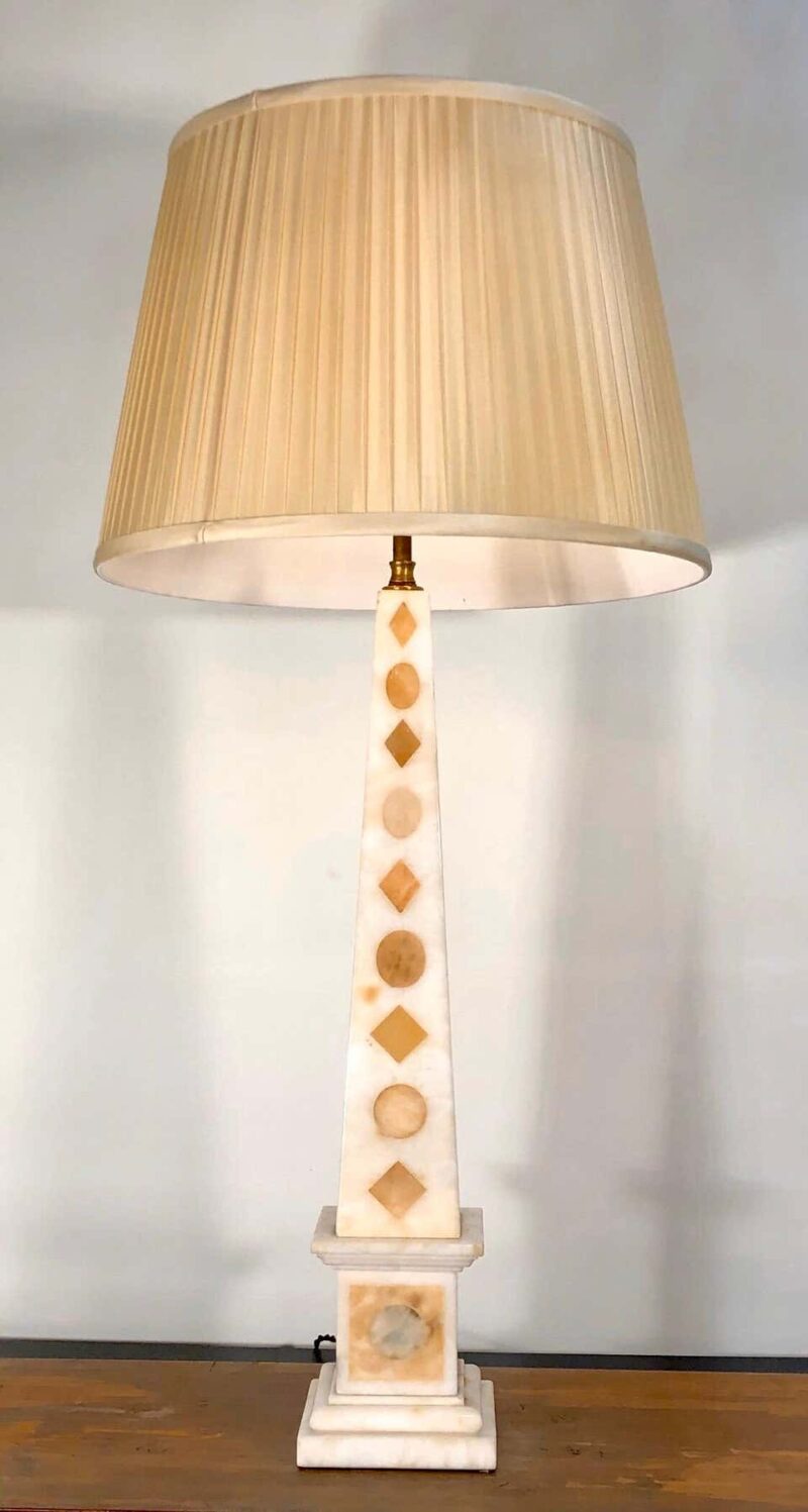 20th Century Grand Tour Design Pair of French Marble Obelisk Lamps - Image 2