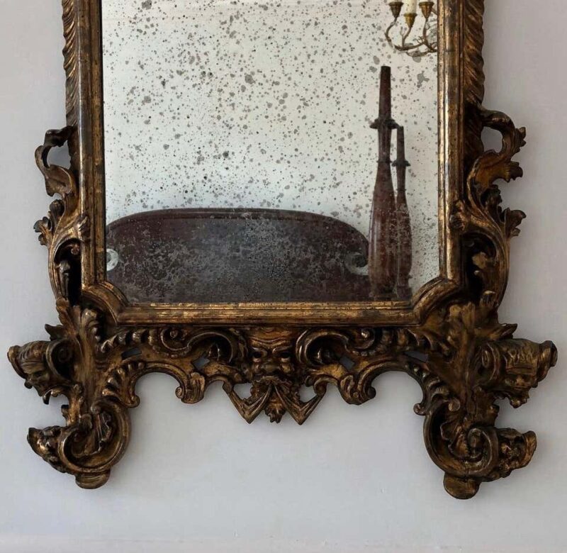 18th Century Carved Giltwood Baroque Italian Mirror - Image 2