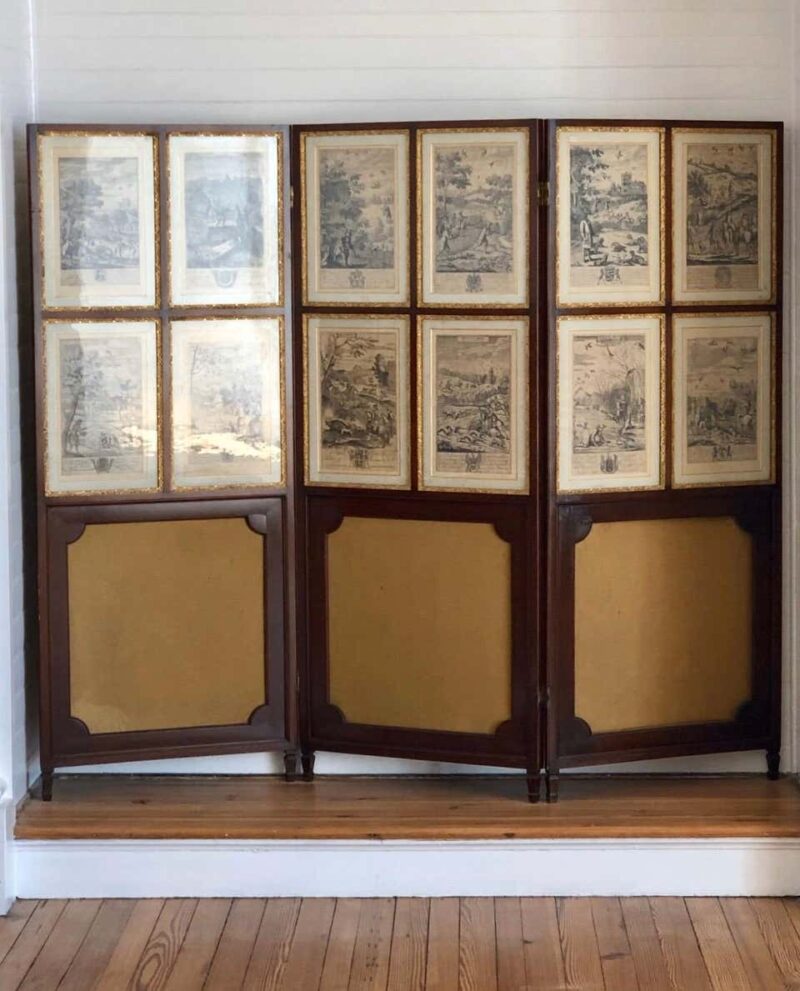 Set of 24 Engravings by Richard Blome Framed in Pair of Regency Screens - Image 4