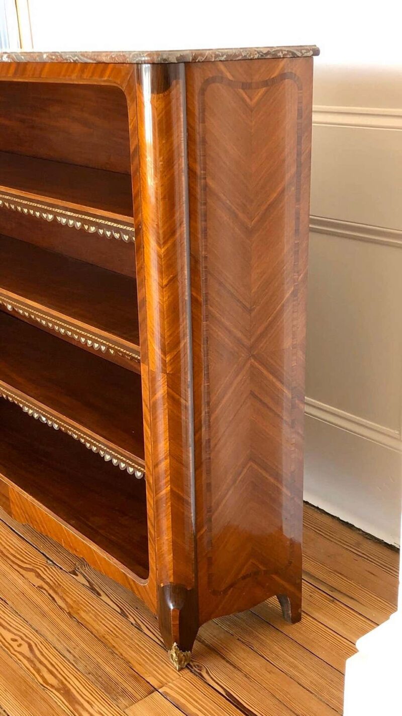 Pair of 19th Century French Louis XV Style Marble Top Bibliotheques / Bookcases - Image 4
