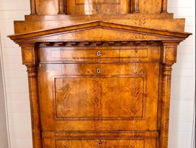 German Birchroot Biedermeier Abbatant With Architectural Pediment - Image 5