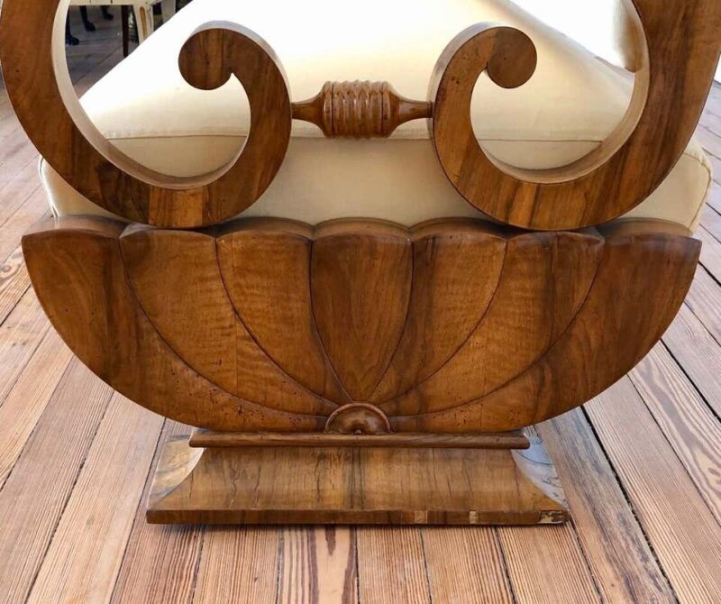 Vienna Biedermeier Sofa with Carved Scalloped Arms - Image 4
