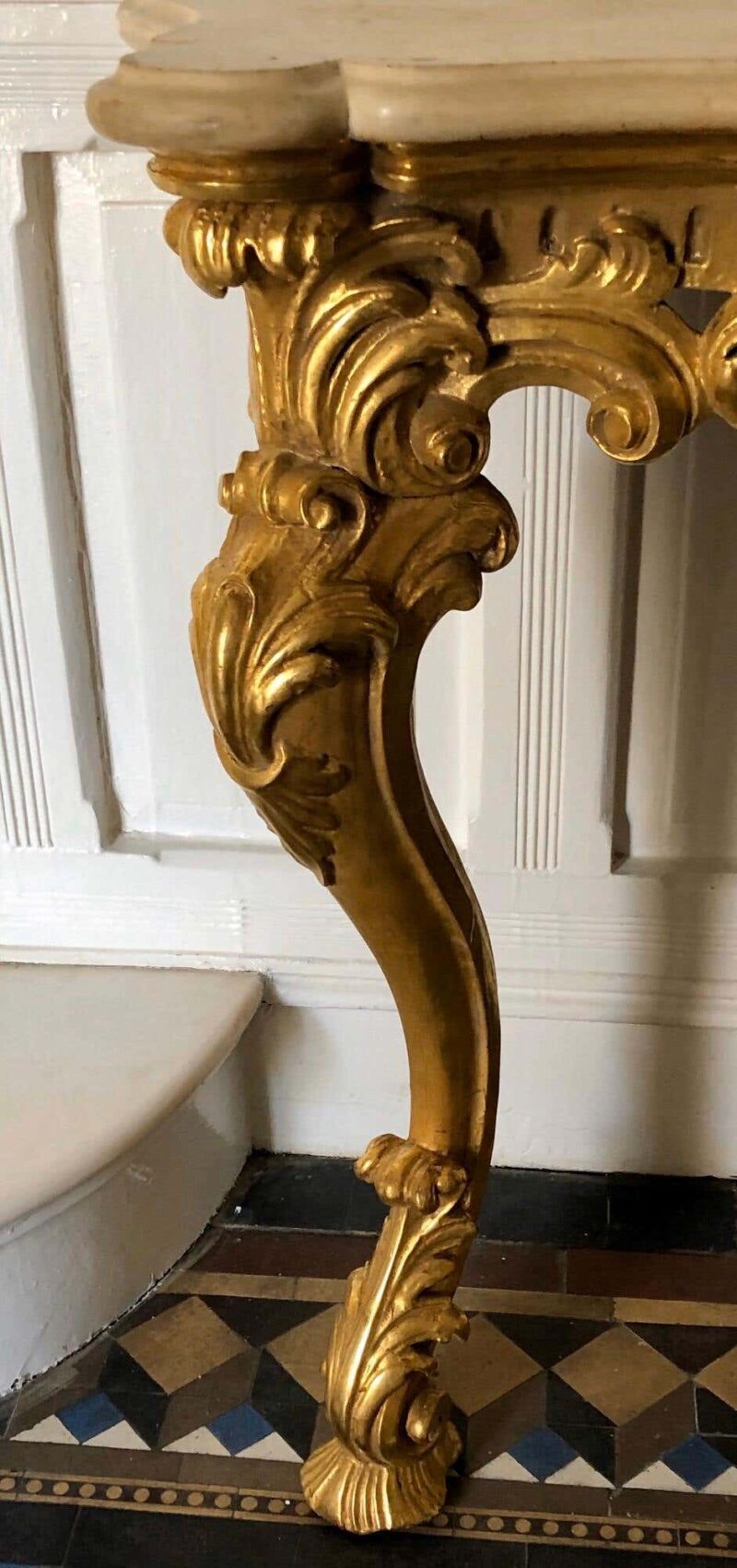 Irish Giltwood Georgian Marble Top Console, Stamped S. TRAHAN - Image 4