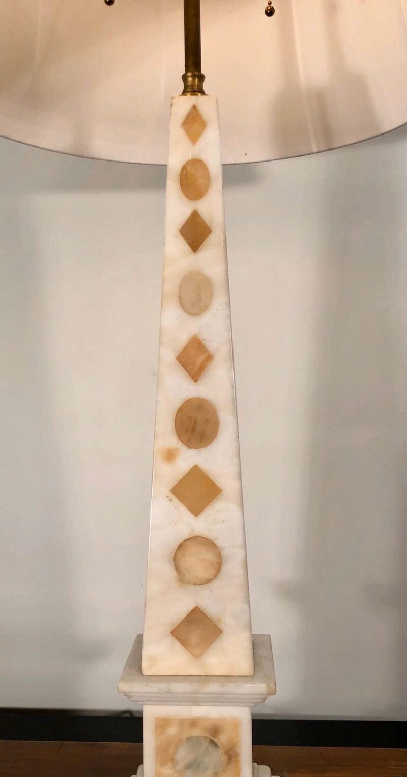 20th Century Grand Tour Design Pair of French Marble Obelisk Lamps - Image 4