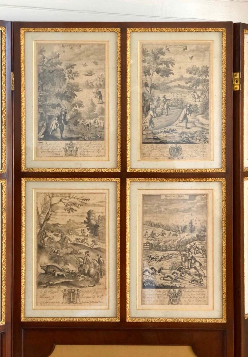Set of 24 Engravings by Richard Blome Framed in Pair of Regency Screens - Image 6