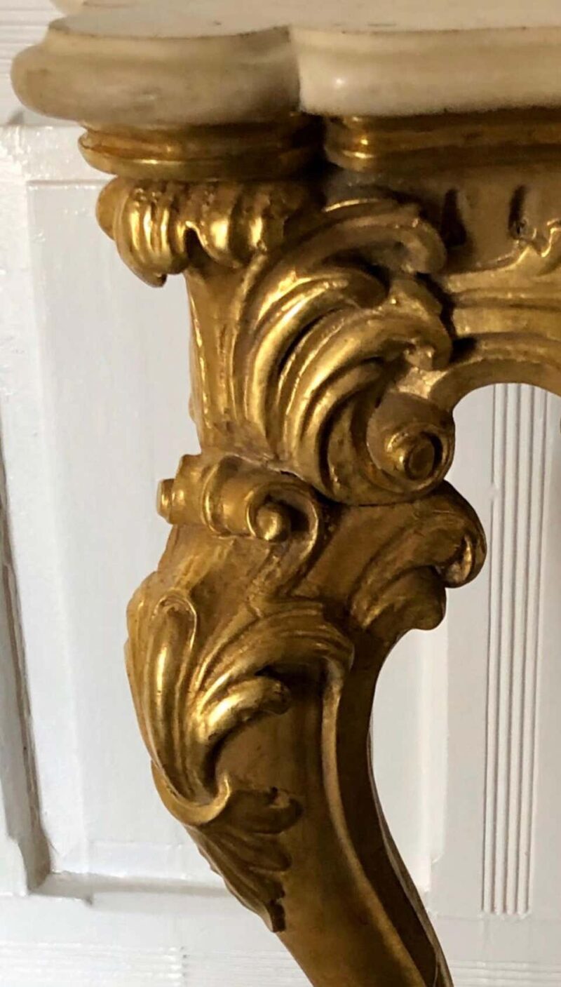 Irish Giltwood Georgian Marble Top Console, Stamped S. TRAHAN - Image 5
