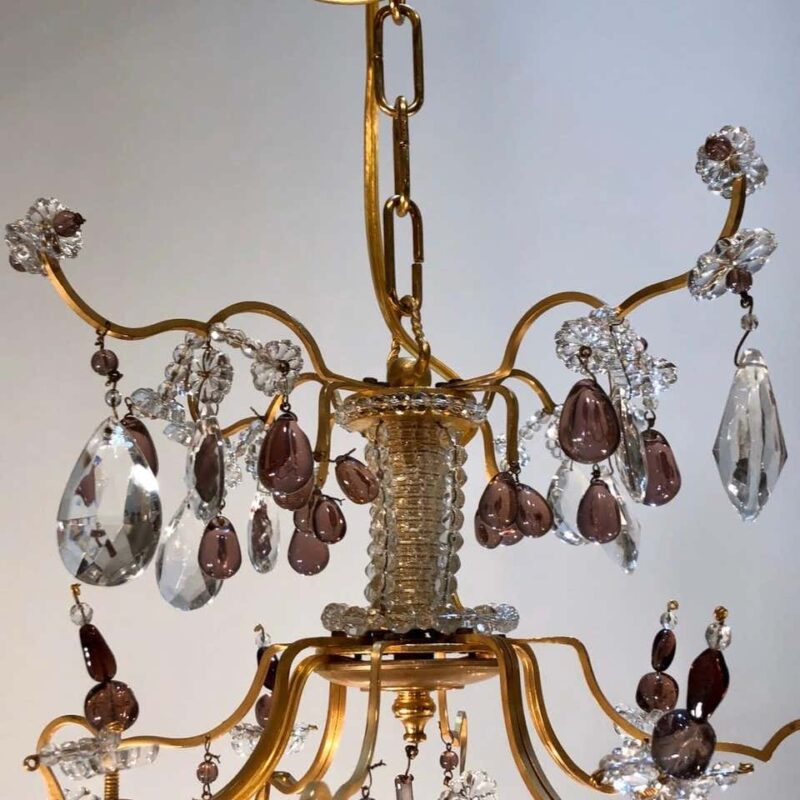 20th Century Gilt Bronze and Crystal Italian Chandelier - Image 5