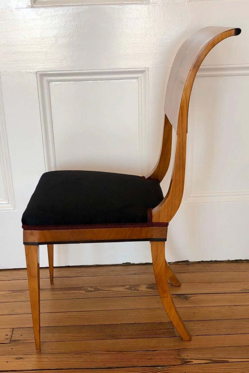 Set of 4 Austrian Scrolled Back Side Chairs with Ebony Inlaid Silhouettes - Image 7