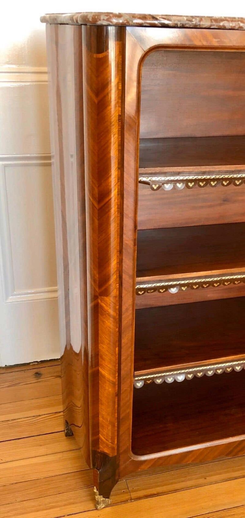 Pair of 19th Century French Louis XV Style Marble Top Bibliotheques / Bookcases - Image 8
