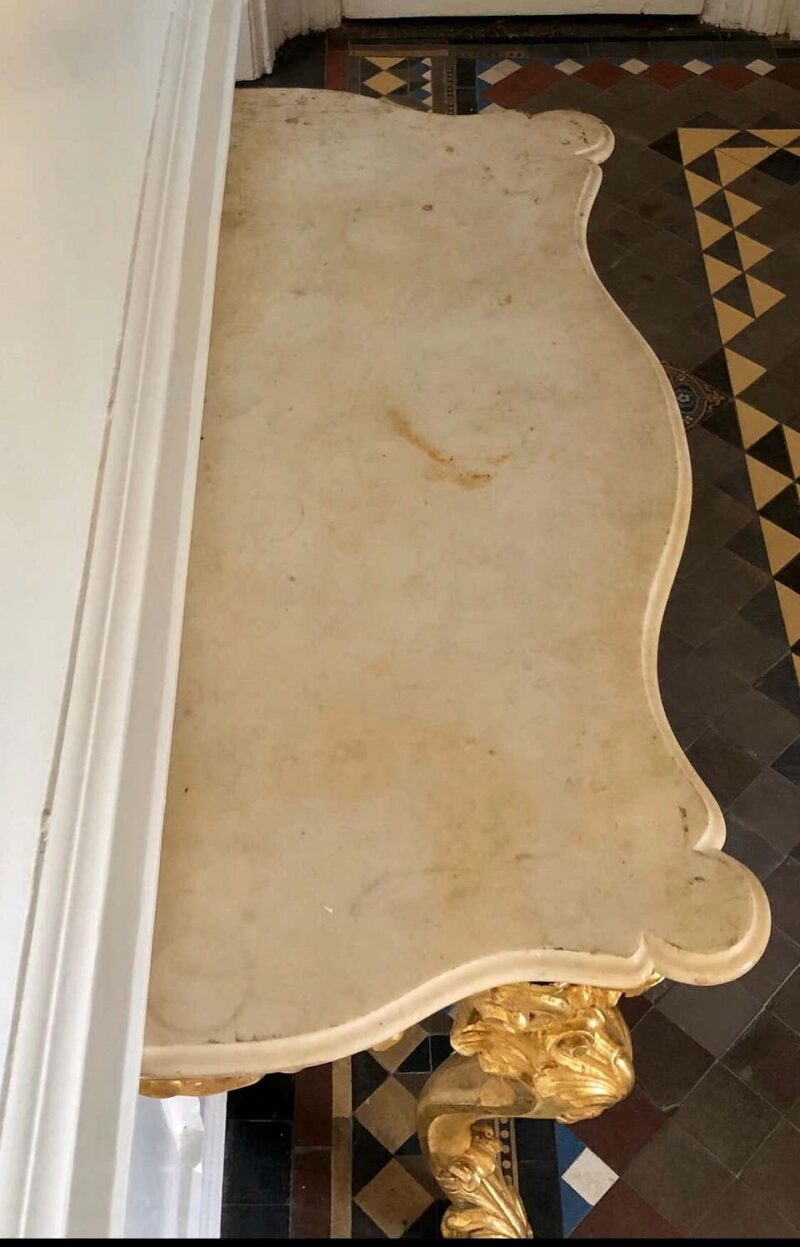 Irish Giltwood Georgian Marble Top Console, Stamped S. TRAHAN - Image 8