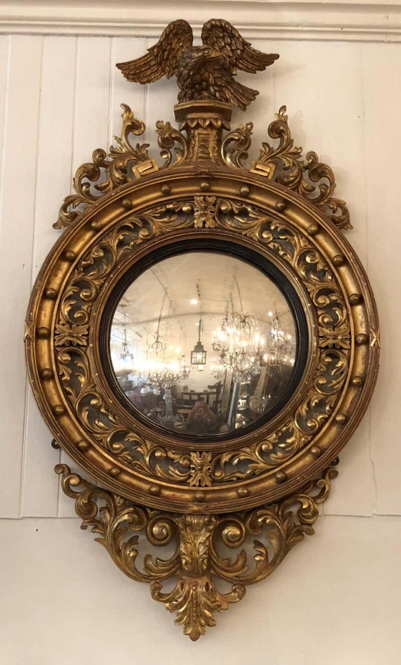 English Regency Giltwood Convex Mirror, 19th Century - Image 7