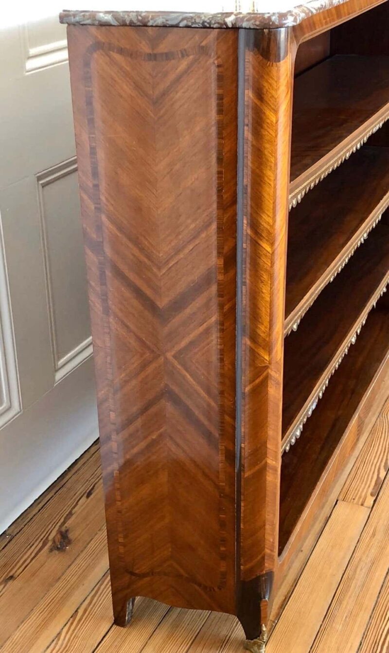 Pair of 19th Century French Louis XV Style Marble Top Bibliotheques / Bookcases - Image 9