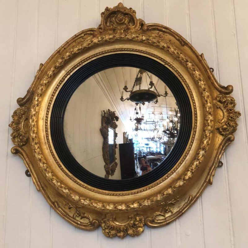 19th Century Boston Gilt Convex Mirror Labeled William Balch - Image 2