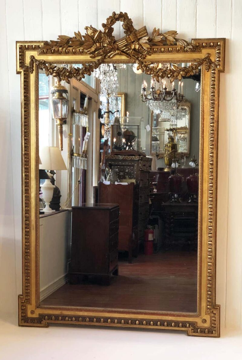 19th Century French Louis XVI Style Gilded Mirror - Image 2
