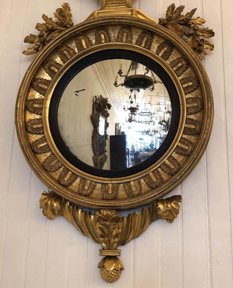 19th Century Regency Gilt and Ebonized Convex Mirror - Image 3