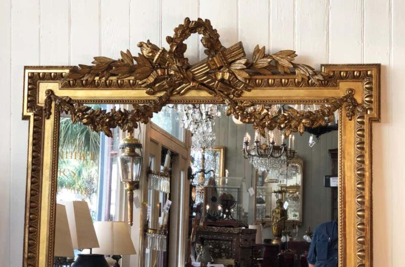 19th Century French Louis XVI Style Gilded Mirror - Image 3