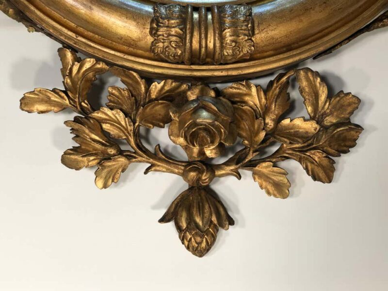 19th Century English Regency Convex Looking Glass with Girandole Arms - Image 4