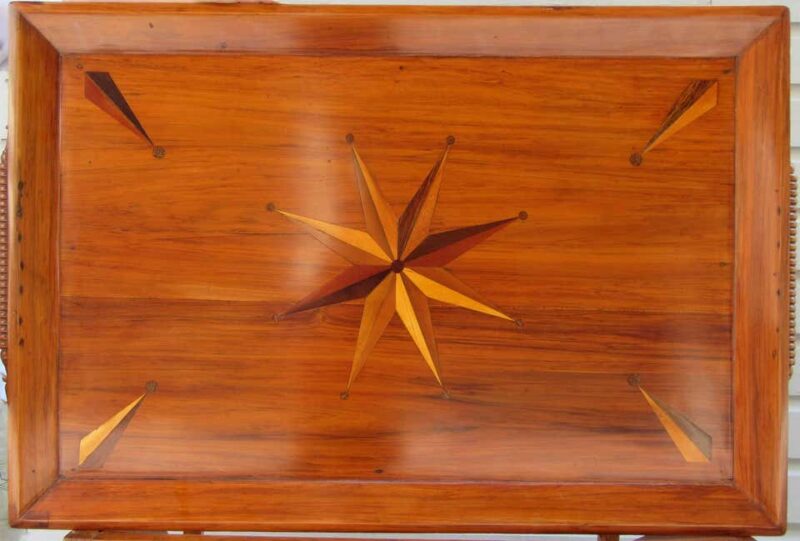 19th Century Jamaican Regency Yucca Tray Table with Exotic Specimen Compass - Image 3