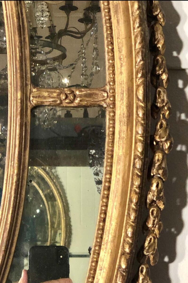 18th Century Adam Oval Patera Gilt Mirror - Image 4