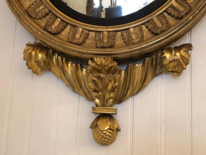 19th Century Regency Gilt and Ebonized Convex Mirror - Image 5