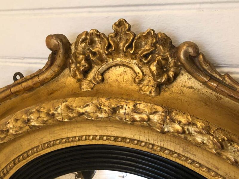 19th Century Boston Gilt Convex Mirror Labeled William Balch - Image 4