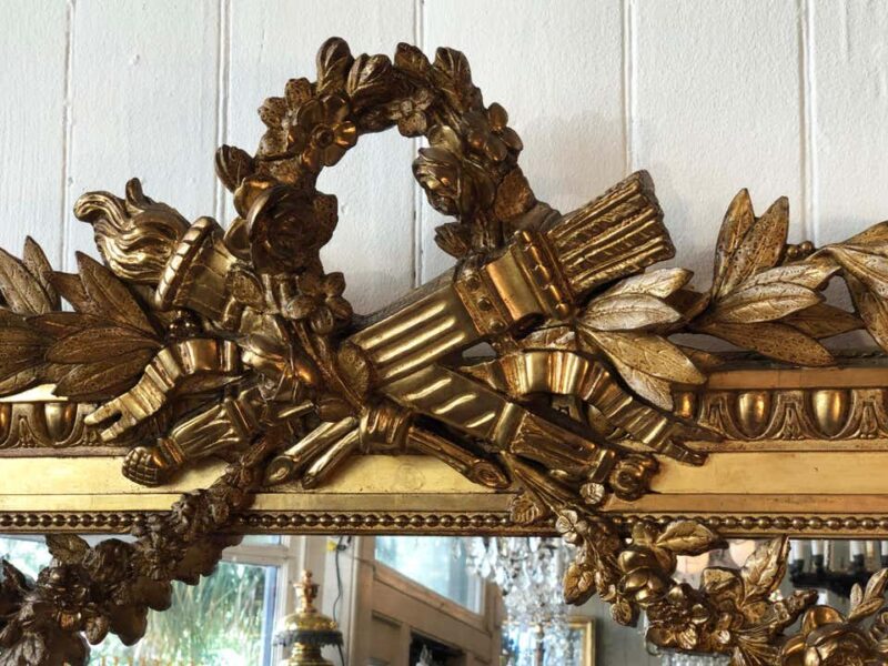 19th Century French Louis XVI Style Gilded Mirror - Image 5
