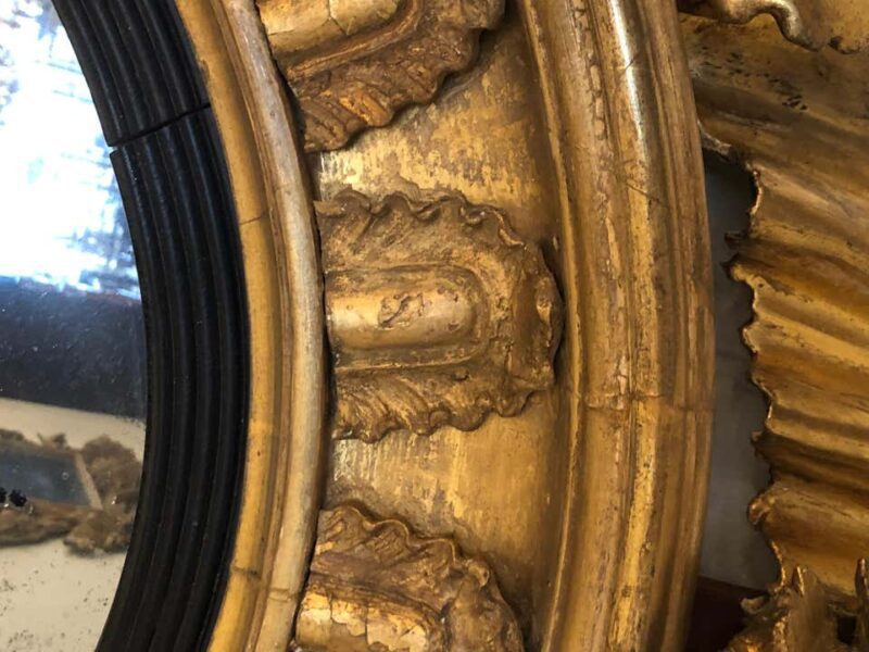 19th Century Regency Gilt and Ebonized Convex Mirror - Image 6