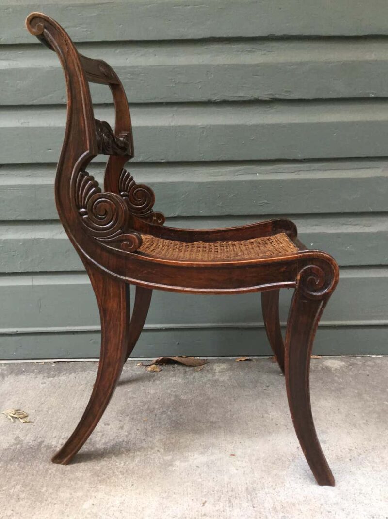 Early 19th Century Set of Four Regency Faux Grained Painted Cane Set Chairs - Image 5