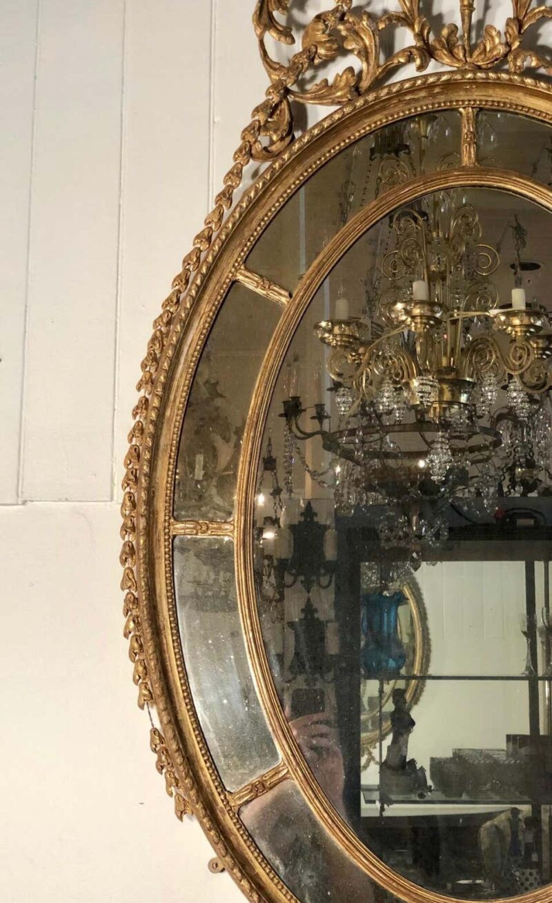 18th Century Adam Oval Patera Gilt Mirror - Image 7