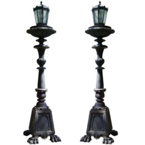 19th Century American Iron, Clad in Copper Torchieres