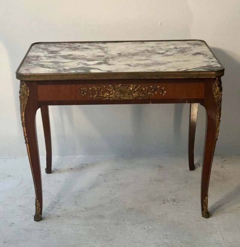 Louis XV Style Marble-Top Coffee Table with Bronze Mounts - Image 2