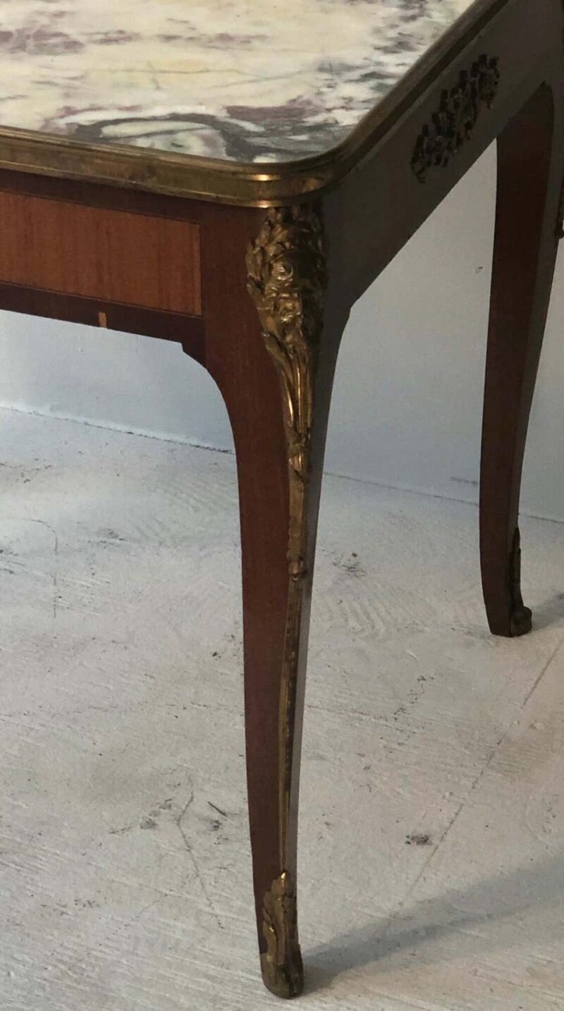 Louis XV Style Marble-Top Coffee Table with Bronze Mounts - Image 5