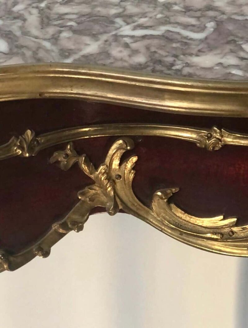 Louis XV-Style Ormolu-Mounted Mahogany and Marble-Top Side Table - Image 7