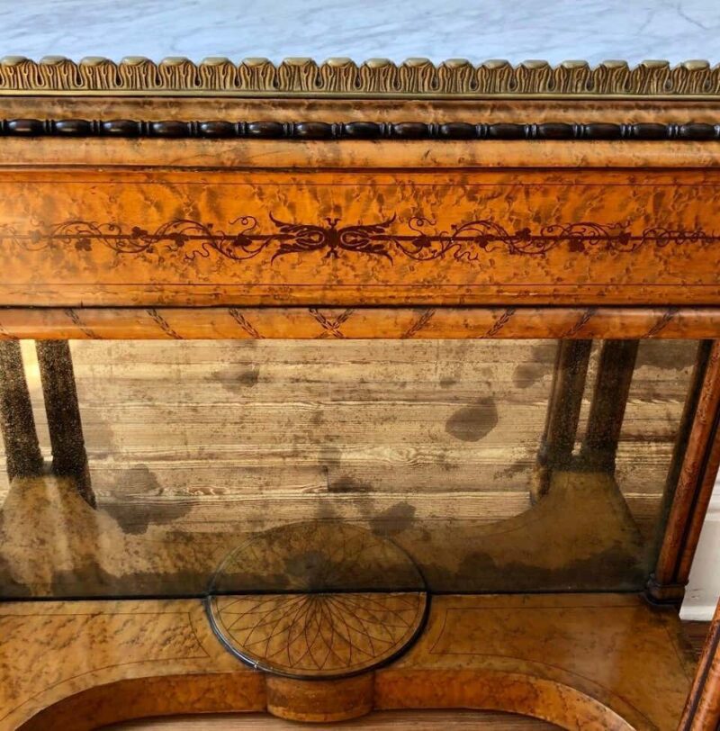 19th C. French Charles X Inlaid Birdseye Maple Jardinière 'Planter' / Console - Image 7