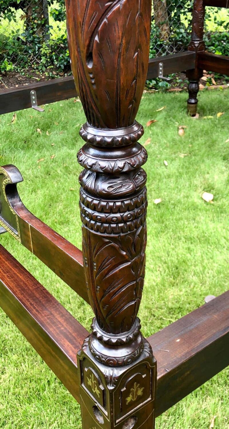 19th Century Mahogany Caribbean Pineapple Poster King Size Bed - Image 8