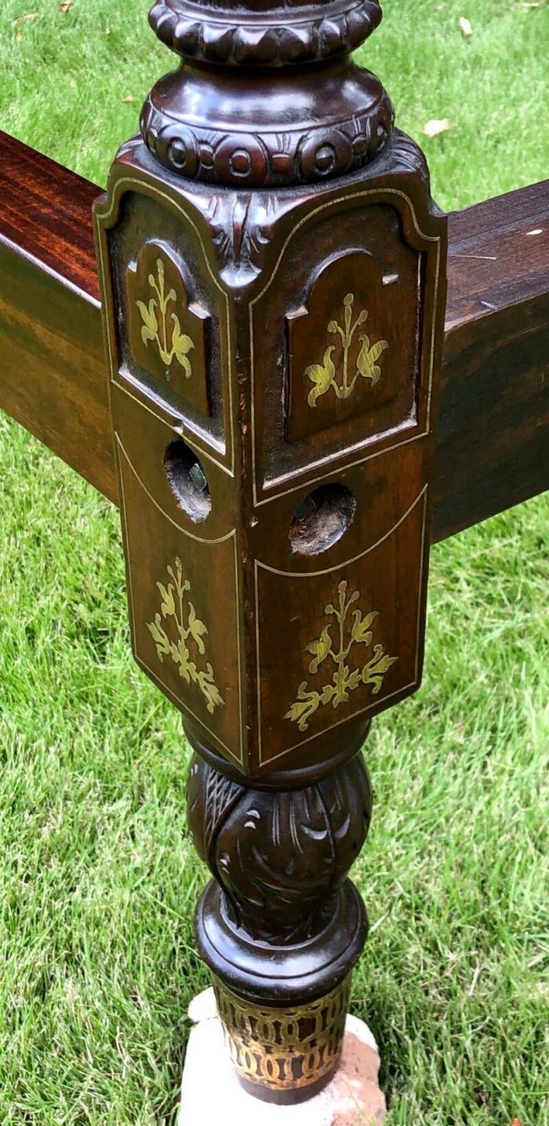 19th Century Mahogany Caribbean Pineapple Poster King Size Bed - Image 9
