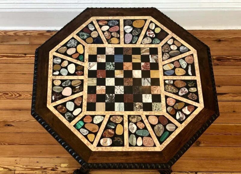 19th Century Irish Specimen Marble-Top Rosewood Center Table or Chess Table - Image 2