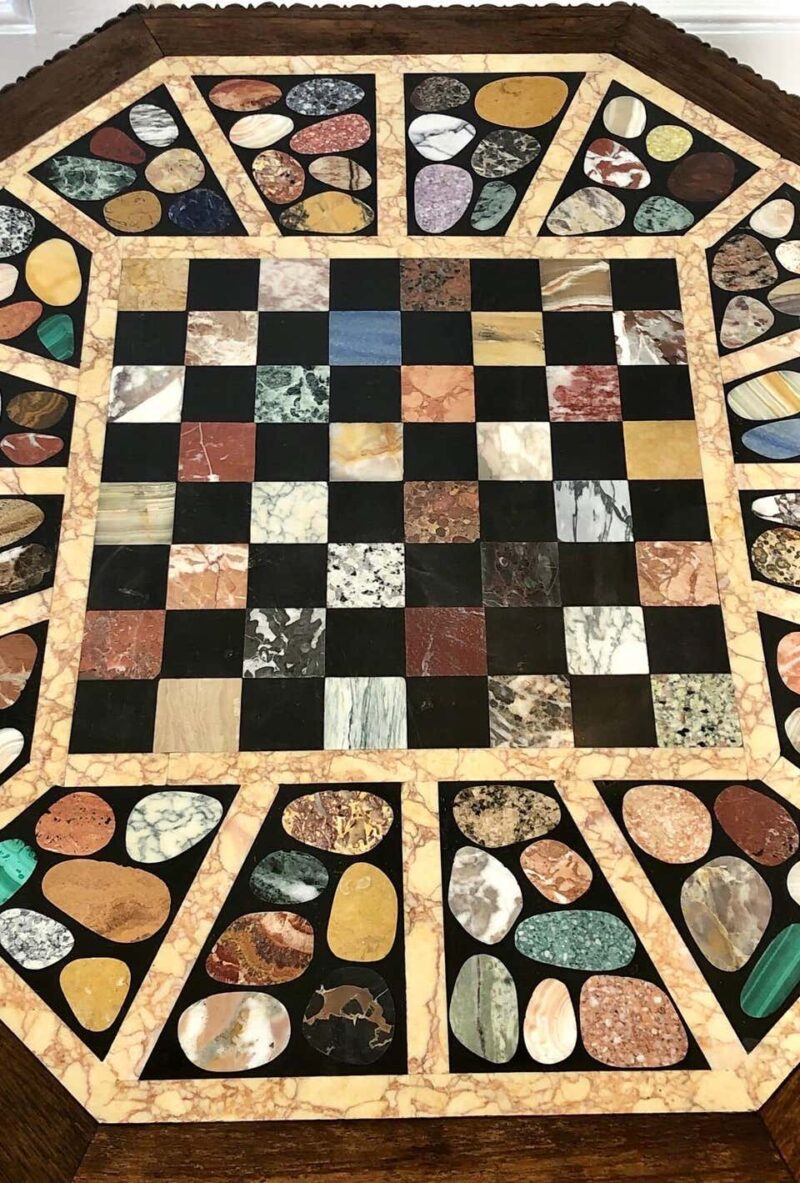 19th Century Irish Specimen Marble-Top Rosewood Center Table or Chess Table - Image 6