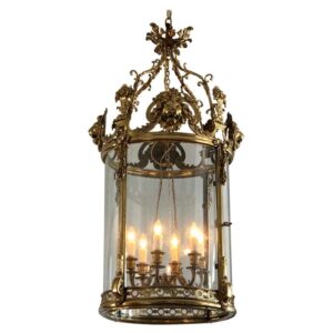 English Regency Brass Lantern with Lion Mask, 19th Century